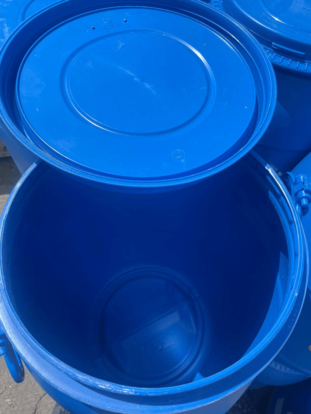50L Blue Plastic Barrels With Lid & Clamp