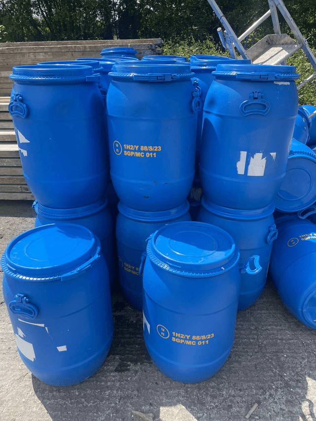 50L Blue Plastic Barrels With Lid & Clamp